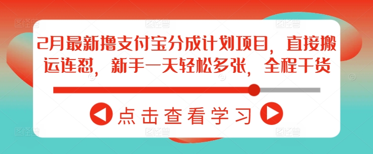 2月最新撸支付宝分成计划项目，直接搬运连怼，新手一天轻松多张，全程干货-快名资源网