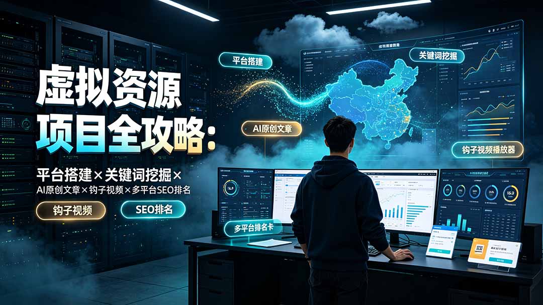 虚拟资源项目全攻略：平台搭建×关键词挖掘×AI原创文章×钩子视频×多平台SEO排名-青虫资源网