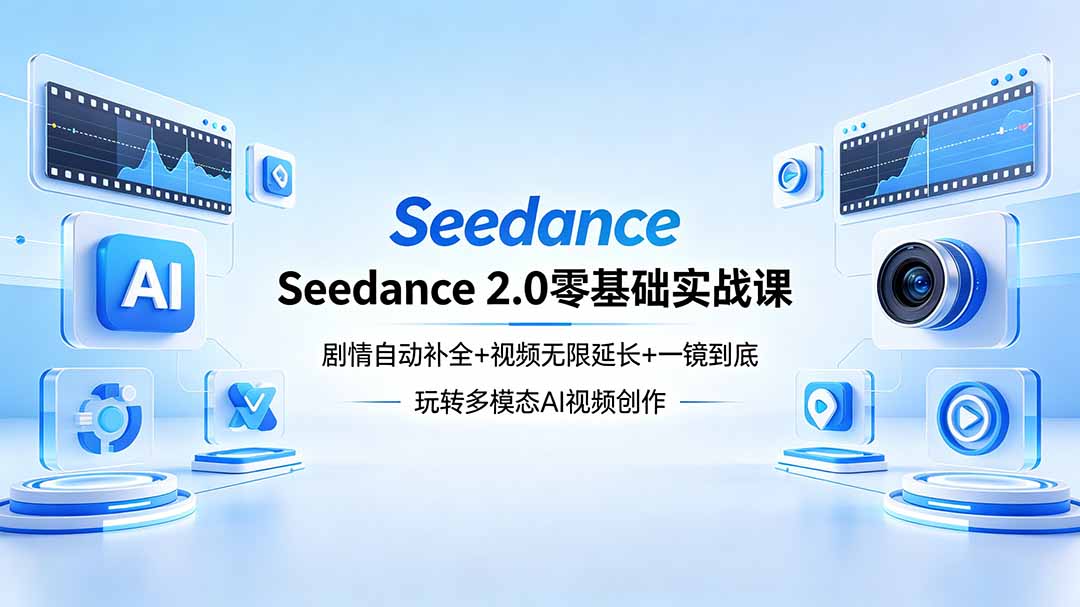 Seedance 2.0零基础实战课：剧情自动补全+视频无限延长+一镜到底：玩转多模态AI视频创作-快名资源网
