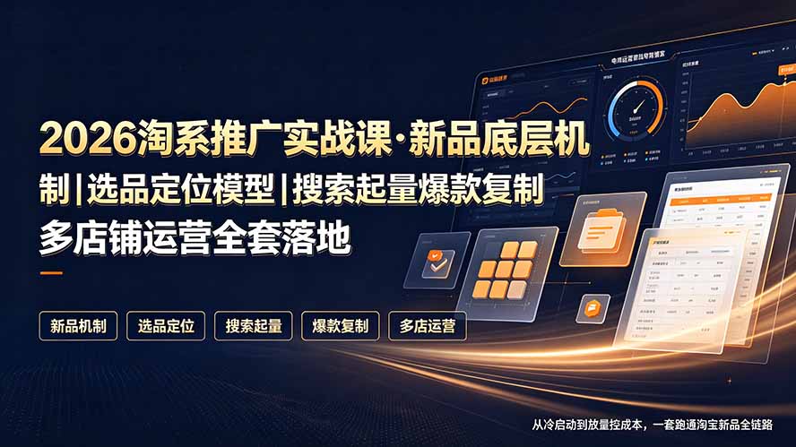 2026淘系推广实战课·新品底层机制｜选品定位模型｜搜索起量爆款复制多店铺运营全套落地教程-青虫资源网