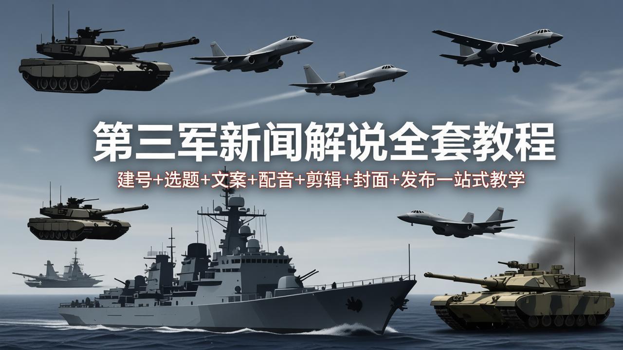 第三军迷新闻解说全套教程：建号+选题+文案+配音+剪辑+封面+发布一站式教学-快名资源网