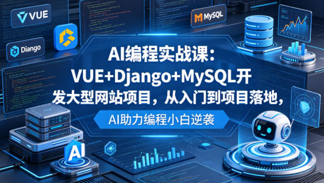 AI编程实战课：VUE+Django+MySQL开发大型网站项目，从入门到项目落地，AI助力编程小白逆袭-青虫资源网