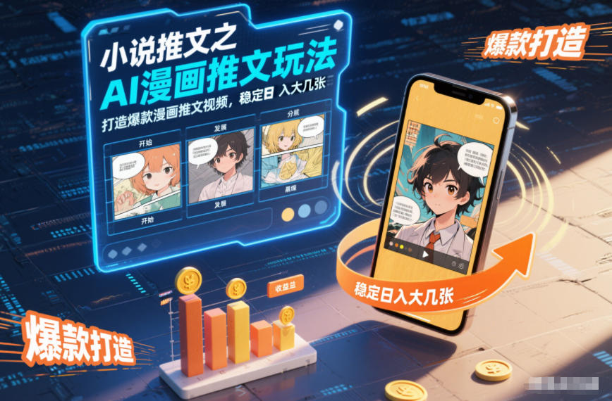 小说推文之AI漫画推文玩法，打造爆款漫画推文视频，稳定日入大几张-快名资源网