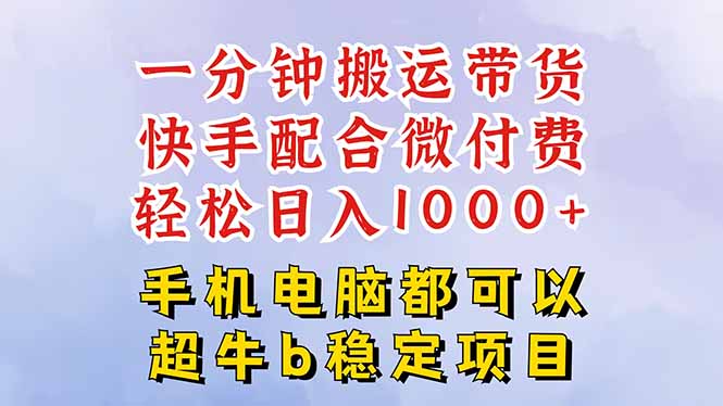 快手黑科技一分钟搬运带货，一刀不剪过原创，微付费投流玩法，轻松日入...-快名资源网