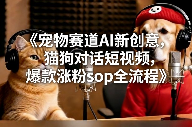 宠物赛道AI新创意，猫狗对话短视频，爆款涨粉sop全流程-快名资源网