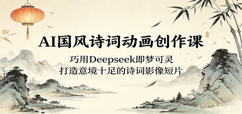 AI国风诗词动画创作课：巧用Deepseek即梦可灵，打造意境十足的诗词影像短片-快名资源网