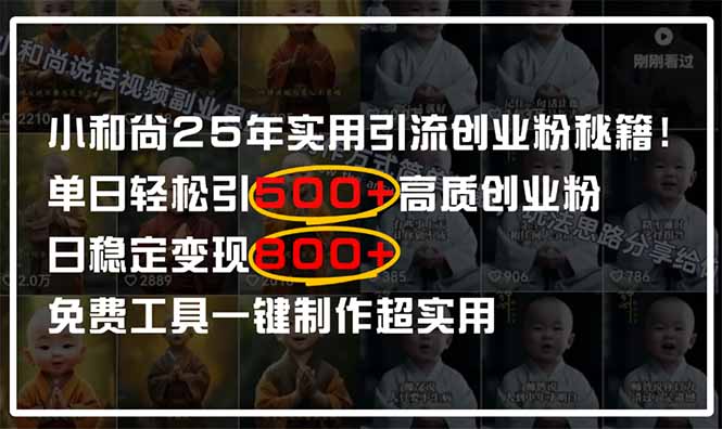 小和尚2025年实用引流秘籍！单日轻松引500+高质量创业粉，日变现800+，...-快名资源网