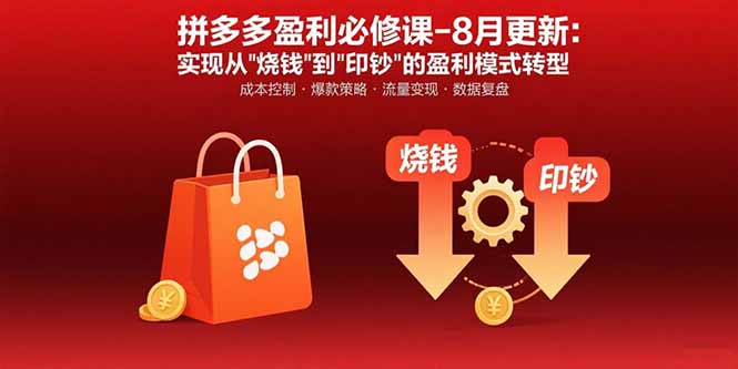 拼多多盈利必修课-8月更新：突破运营瓶颈 实现从烧钱到印钞的盈利模式转型-快名资源网
