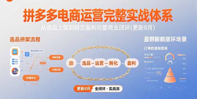 拼多多电商运营完整实战体系，从选品上架到稳定盈利完整商业闭环(更新8月-快名资源网