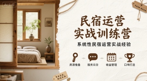 民宿运营实战训练营，系统性民宿运营实战经验-快名资源网