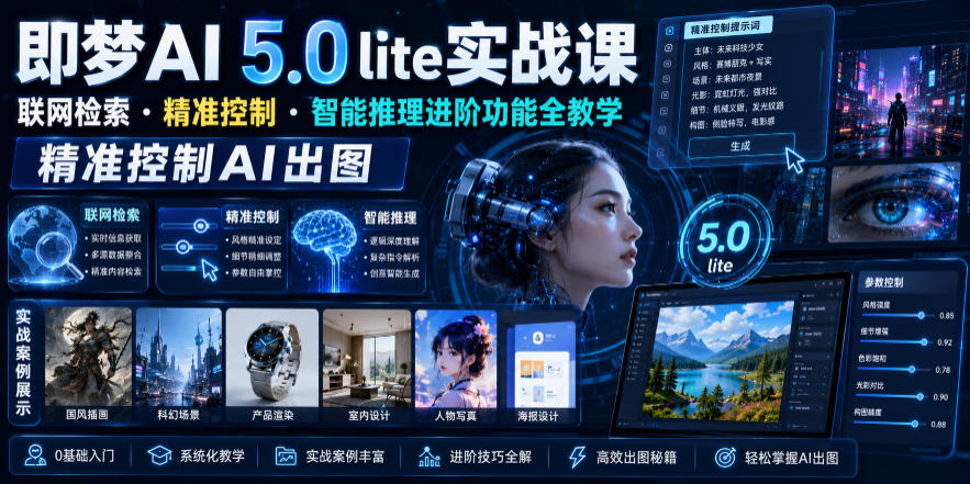 即梦AI 5.0 lite实战课，联网检索・精准控制・智能推理进阶功能全教学，精准控制AI出图-快名资源网