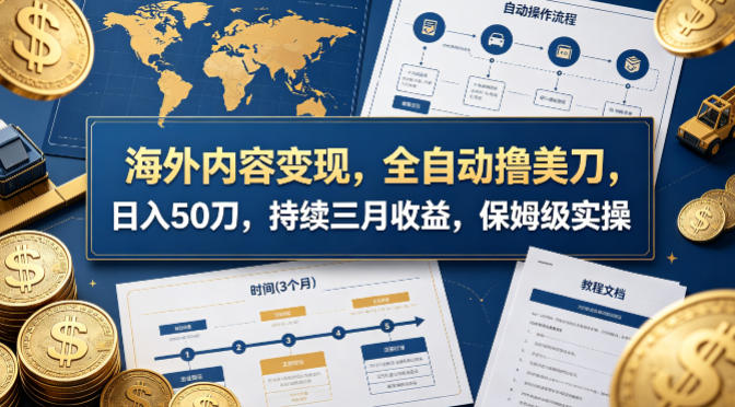 海外内容变现，全自动撸美刀，日入50刀，持续三月收益，保姆级实操【揭秘】-快名资源网