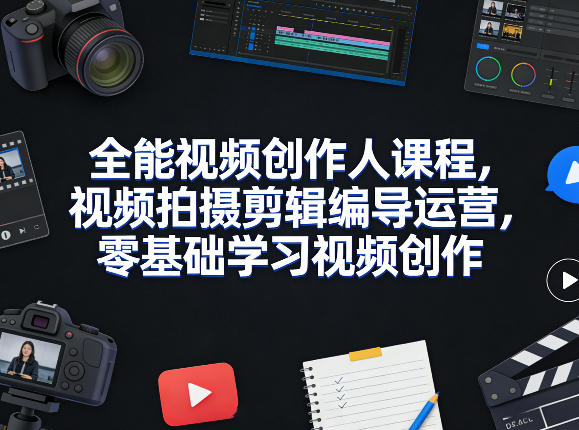 全能视频创作人课程，视频拍摄剪辑编导运营，零基础学习视频创作(更新2026年3月)-快名资源网