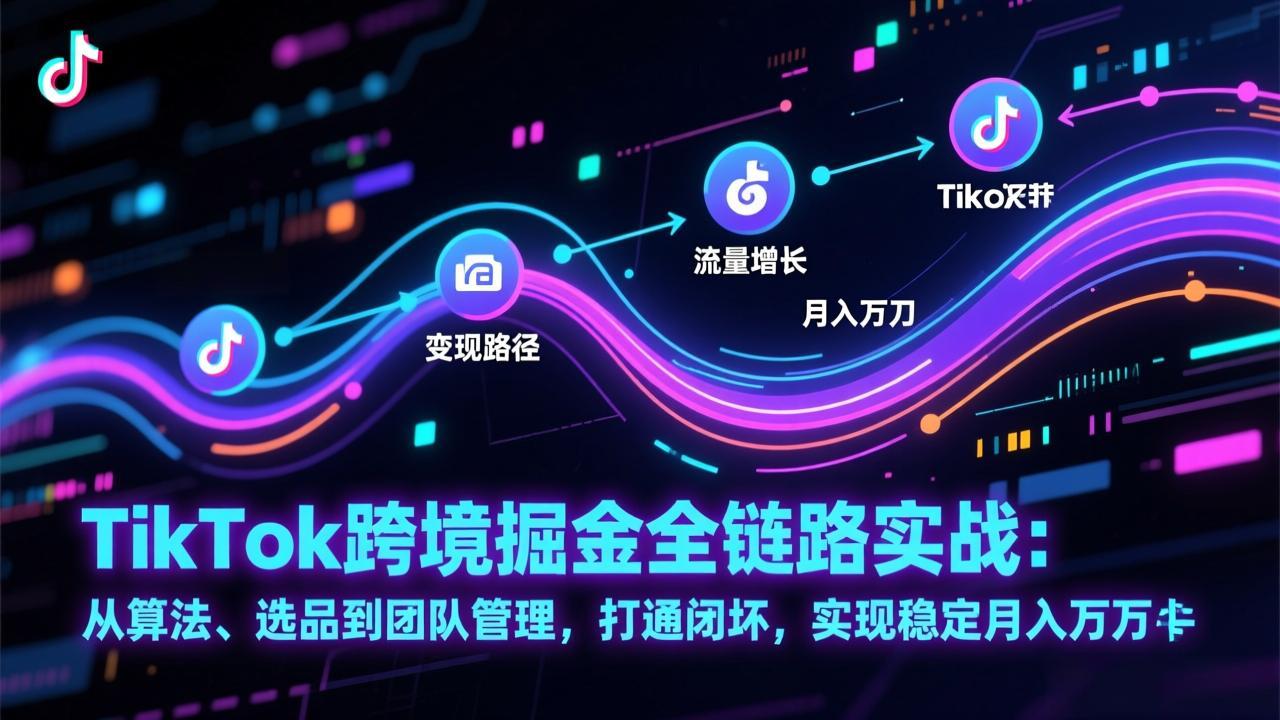 TikTok跨境掘金全链路实战：从算法、选品到团队管理，打通闭环，实现稳定月入万刀-快名资源网