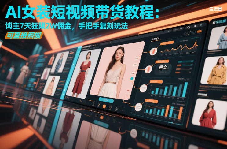 AI女装短视频带货教程：博主7天狂賺2W佣金，手把手复刻玩法，可直接照搬-快名资源网