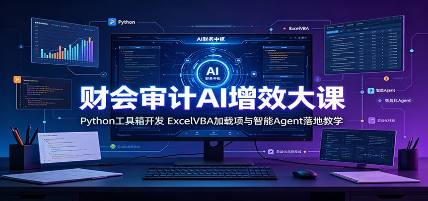 财会审计AI增效大课：Python工具箱开发，ExcelVBA加载项与智能Agent落地教学-青虫资源网
