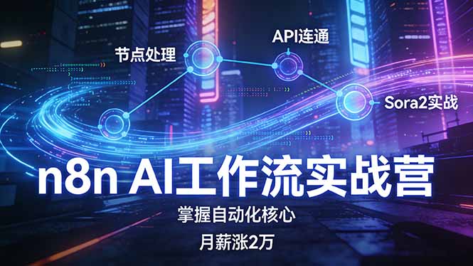 n8n AI工作流实战营，节点处理+API连通+Sora2实战，掌握自动化核心月薪涨2万-快名资源网