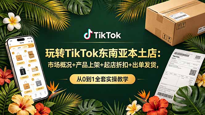 玩转TikTok东南亚本土店：市场概况+产品上架+起店折扣+出单发货，从0到1全套实操教学-青虫资源网