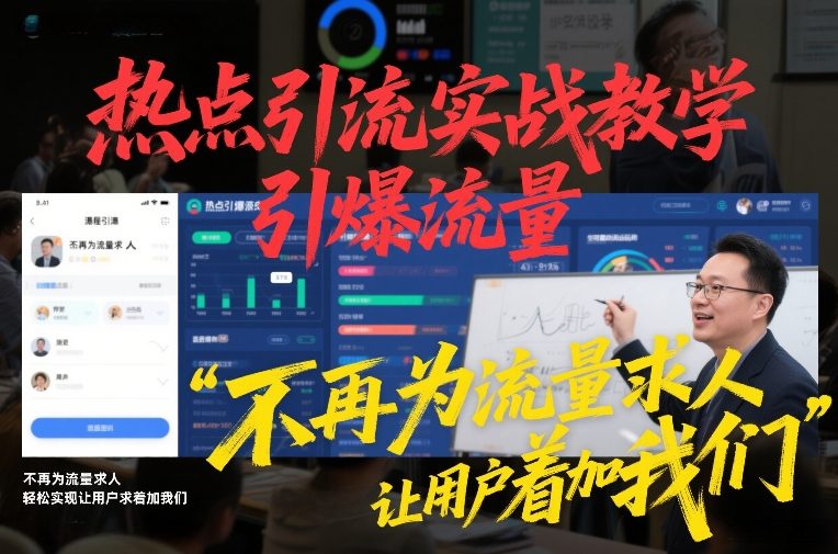 热点引流实战教学，引爆流量，不再为流量求人，轻松实现让用户求着加我们-快名资源网