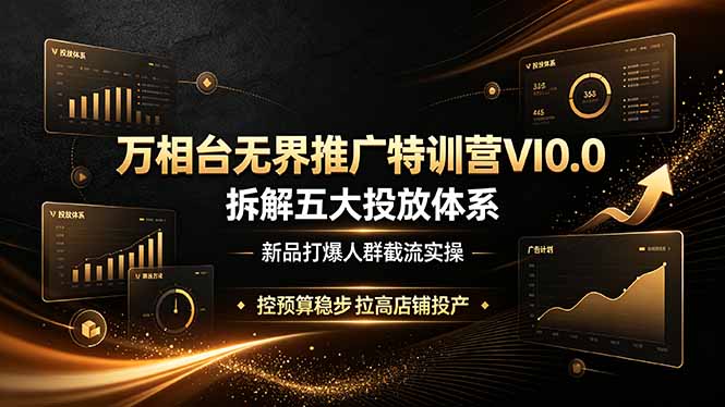 万相台无界推广特训营VI0.0，拆解五大投放体系，新品打爆人群截流实操，控预算稳步拉高店铺投产-青虫资源网