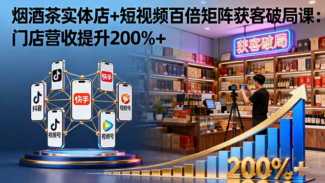 烟酒茶实体店+短视频百倍矩阵获客破局课：门店营收提升200%+-青虫资源网