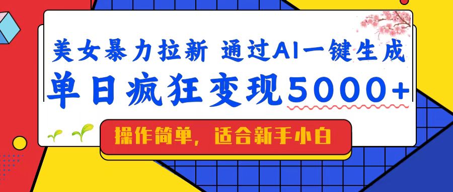 美女暴力拉新，通过AI一键生成，单日疯狂变现5000+，纯小白一学就会！-快名资源网