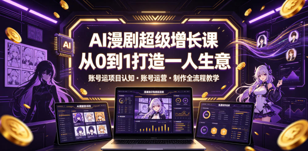 AI漫剧超级增长课，从0到1打造一人生意，项目认知・账号运营・制作全流程教学-快名资源网