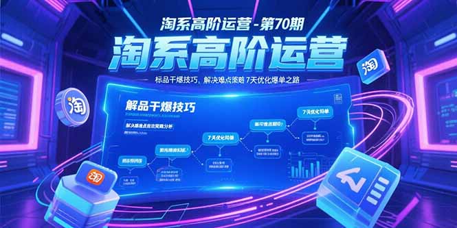 淘系高阶运营-第70期，标品干爆技巧，解决难点策略，大佬操盘方法-快名资源网