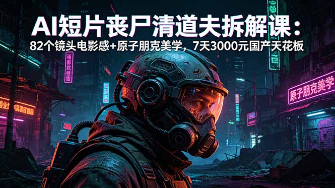 AI短片《丧尸清道夫》拆解课：82个镜头电影感+原子朋克美学，7天3000元国产天花板-青虫资源网