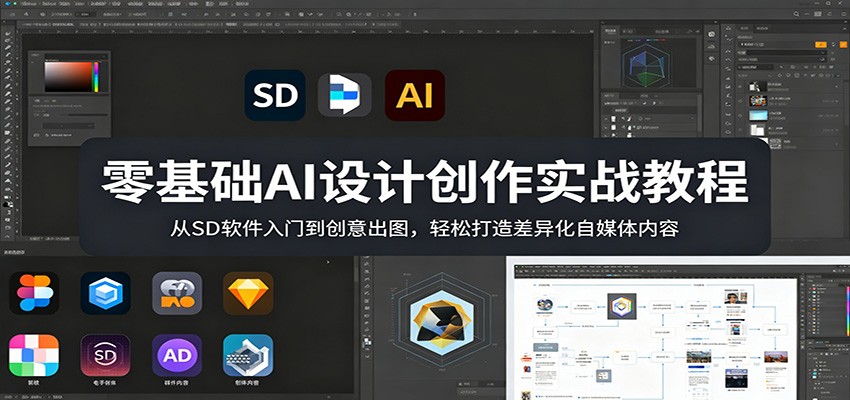 零基础AI设计创作实战教程：从SD软件入门到创意出图，轻松打造差异化自媒体内容-快名资源网