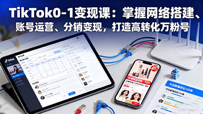TikTok0-1变现课：掌握网络搭建、账号运营、分销变现，打造高转化万粉号-快名资源网