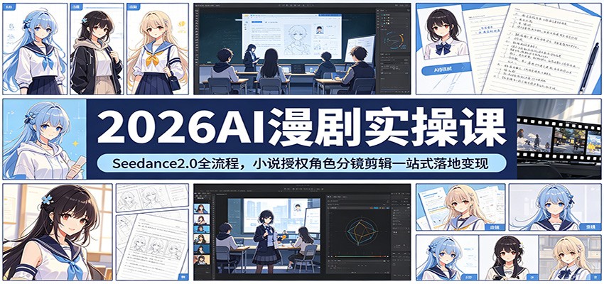 2026AI漫剧实操课：Seedance2.0全流程，小说授权角色分镜剪辑一站式落地变现-快名资源网