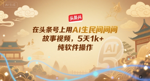 在头条号上用AI生民间故事视频，5天1k+，纯软件操作-快名资源网
