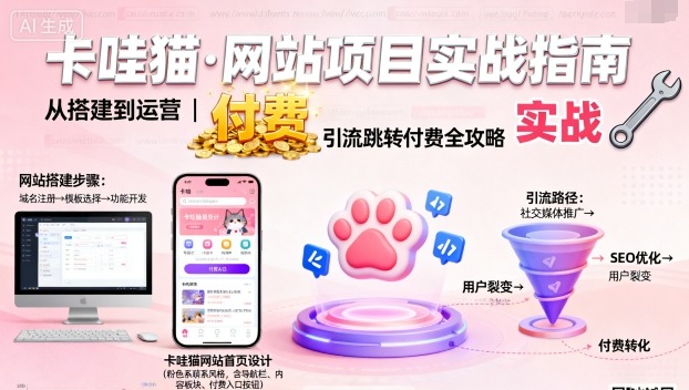 卡哇猫·网站项目，网站搭建与运营以及引流跳转付费-快名资源网