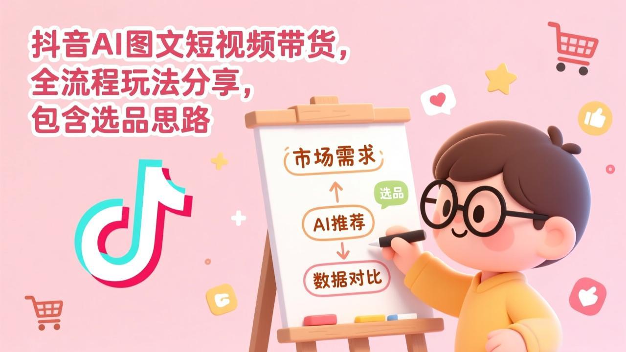 抖音AI图文短视频带货，全流程玩法分享，包含选品思路-快名资源网