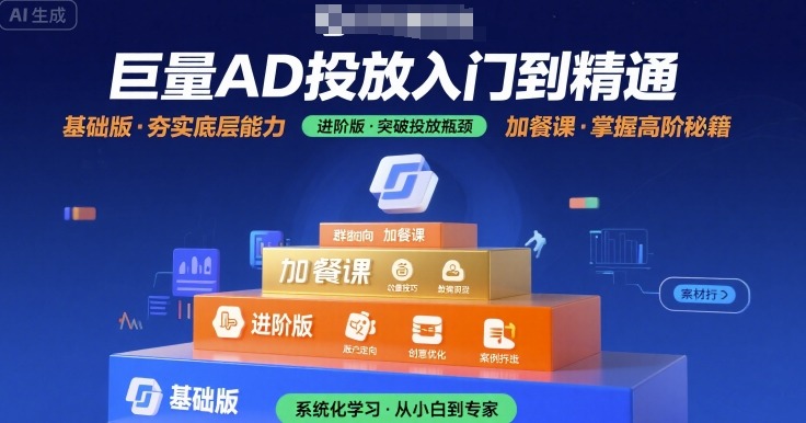 巨量AD投放入门到精通，基础版+进阶版+加餐课-快名资源网