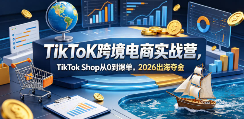 TikToK跨境电商实战营，TikTok Shop从0到爆单，2026出海夺金-快名资源网