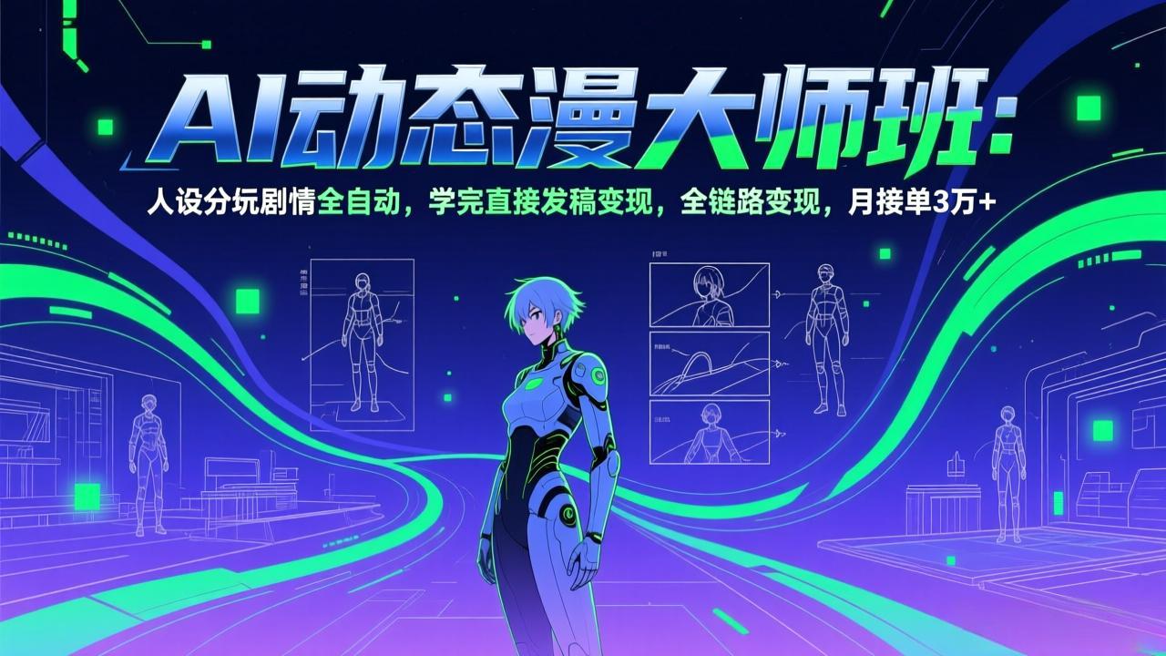 AI动态漫剧大师班：人设分镜剧情全自动，学完直接发稿变现，全链路变现，月接单3万+-快名资源网