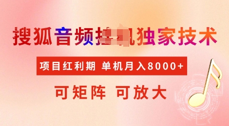 全网首发搜狐音频挂JI独家技术，项目红利期，可矩阵可放大，稳定月入8k【揭秘】-快名资源网