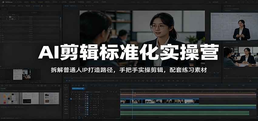 AI剪辑标准化实操营：拆解普通人IP打造路径，手把手实操剪辑，配套练习素材-快名资源网