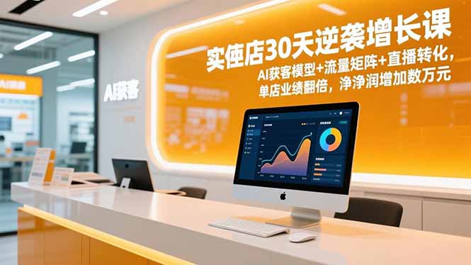 实体店30天逆袭增长课，AI获客模型+流量矩阵+直播转化，单店业绩翻倍，净利润增加数万元-快名资源网