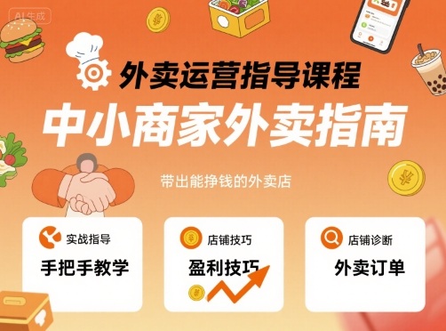 外卖运营指导课程，中小商家外卖指南，手把手带出能挣钱的外卖店-快名资源网