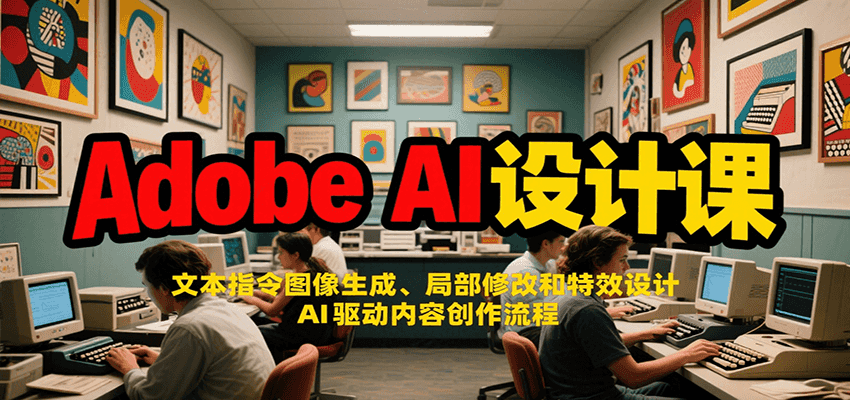 Adobe AI设计课：文本指令图像生成、局部修改和特效设计，AI驱动内容创作流程-快名资源网
