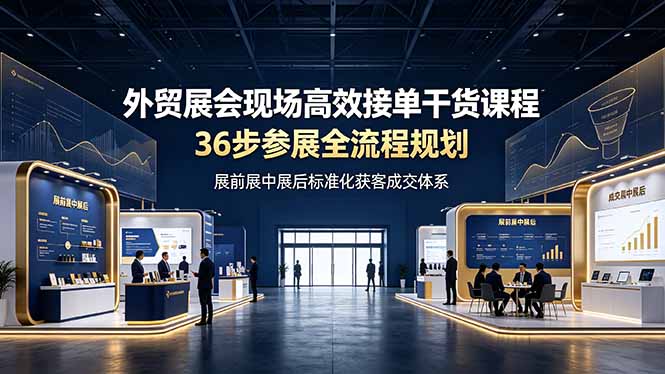 外贸展会现场高效接单干货课程，36步参展全流程规划，展前展中展后标准化获客成交体系-青虫资源网