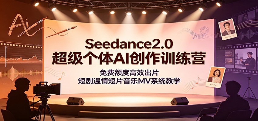 Seedance2.0超级个体AI创作训练营：免费额度高效出片，短剧温情短片音乐MV系统教学-青虫资源网
