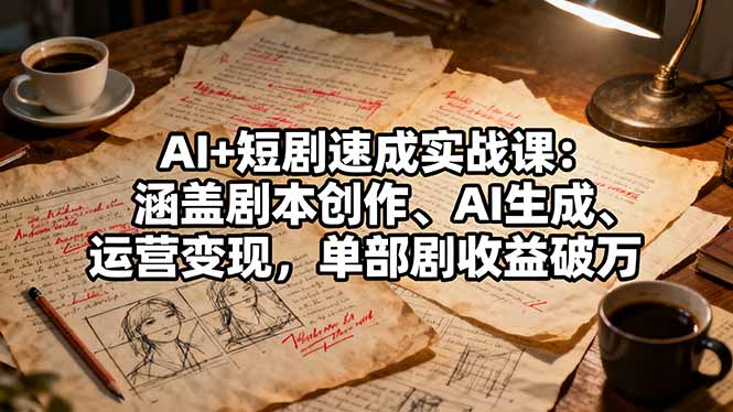 AI+短剧速成实战课：涵盖剧本创作、AI生成、运营变现，单部剧收益破万-快名资源网