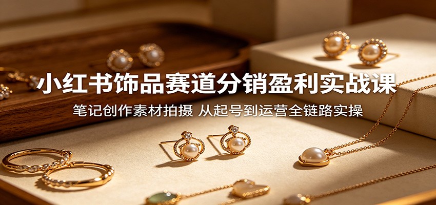 小红书饰品赛道分销盈利实战课：笔记创作素材拍摄，从起号到运营全链路实操-快名资源网