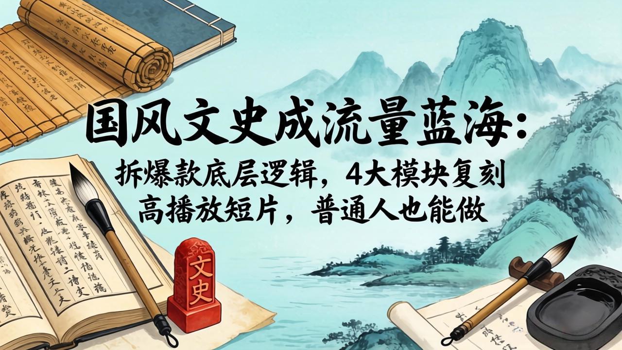 国风文史成流量蓝海：拆爆款底层逻辑，4大模块复刻高播放短片，普通人也能做-快名资源网