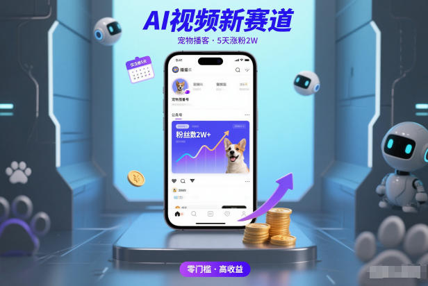 AI视频新赛道，宠物播客仅注册5天涨粉2W，收益非常可观-快名资源网