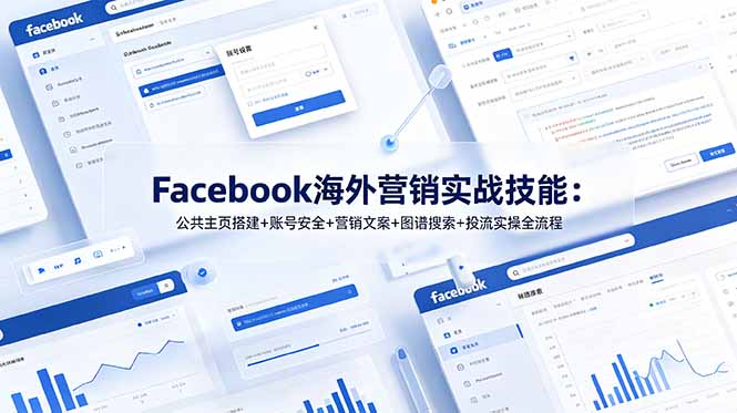 Facebook海外营销实战技能：公共主页搭建+账号安全+营销文案+图谱搜索+投流实操全流程-青虫资源网